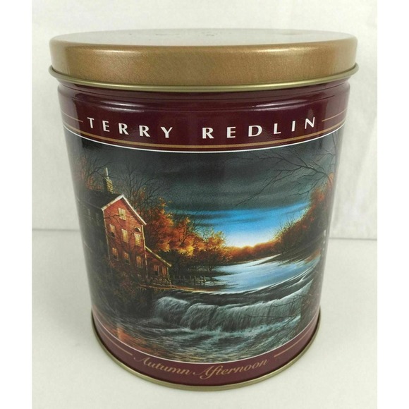 Terry Redlin Autumn Afternoon Hadley Tin Box Container Olive Can Company 2000 - Picture 4 of 7